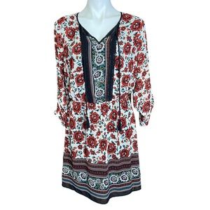 DR2 DANIEL RAINN Bohemian Floral Long Sleeve Dress Size Medium